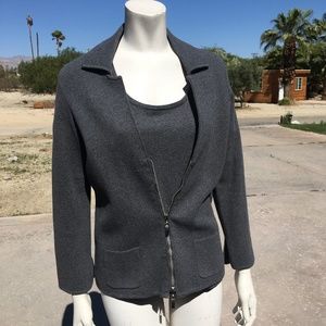Two piece short sleeve top with sweater jacket